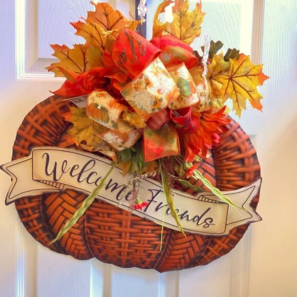 Handmade Fall Metal Wreath - Picture 1 of 4